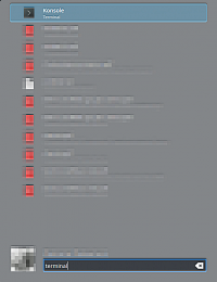 Searching for "terminal" in the main menu