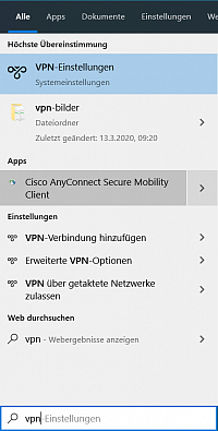 VPN-Client im Startmenü