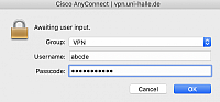 VPN Mac: Enter MLU credentials