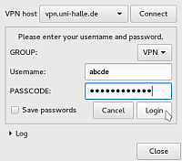OpenConnect authentication settings