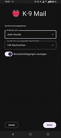 K-9 Mail Einrichtung - Letzte Einstellungen 2
